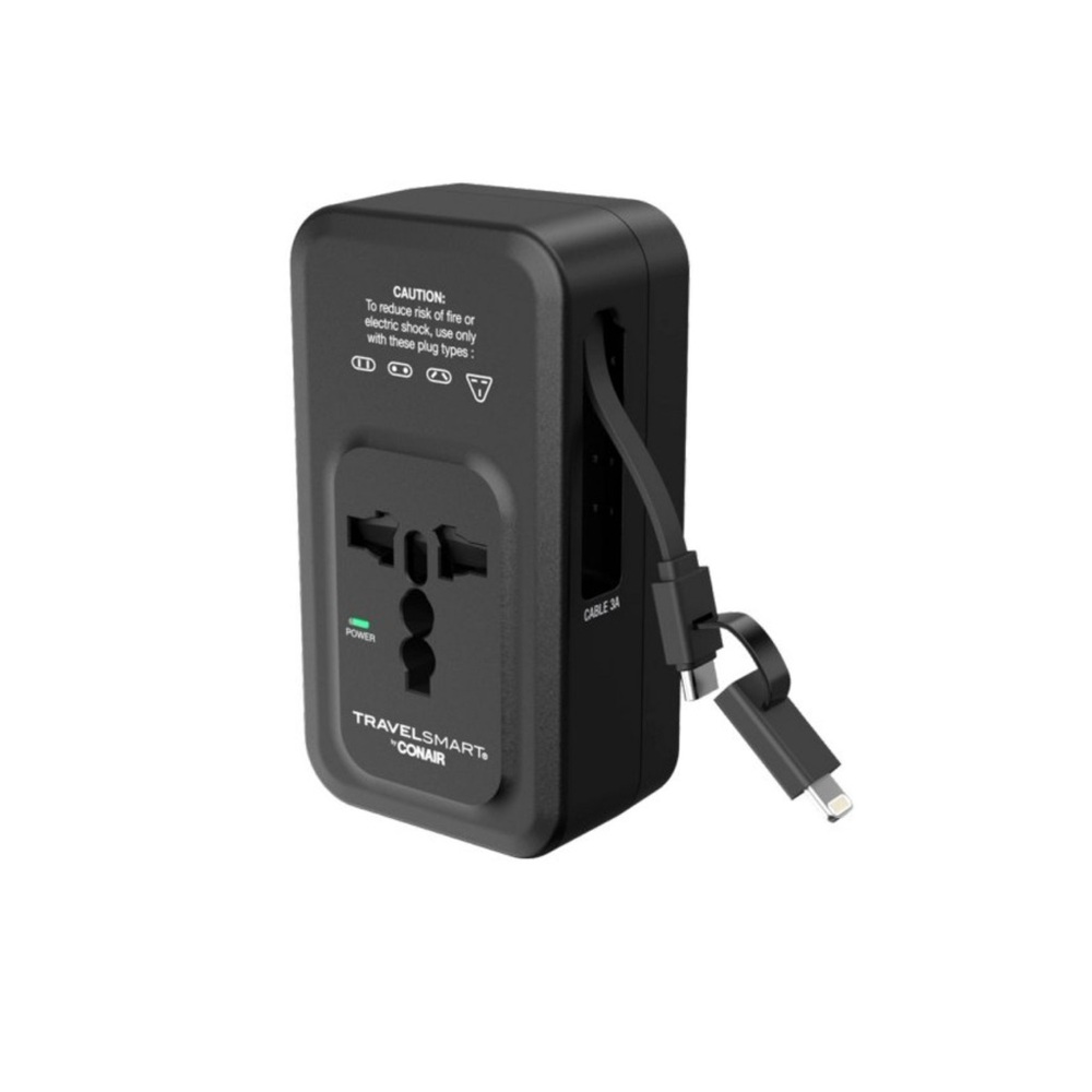 TravelSmart by Conair Black Universal Adapter